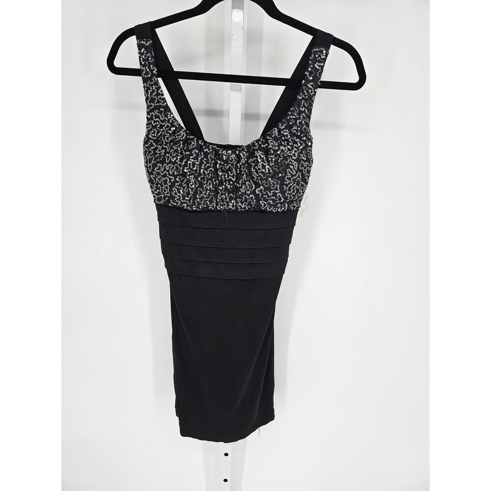 By Rox Women Black Sleeveless Backless Sequins Strapped Pencil Mini Dress Size M